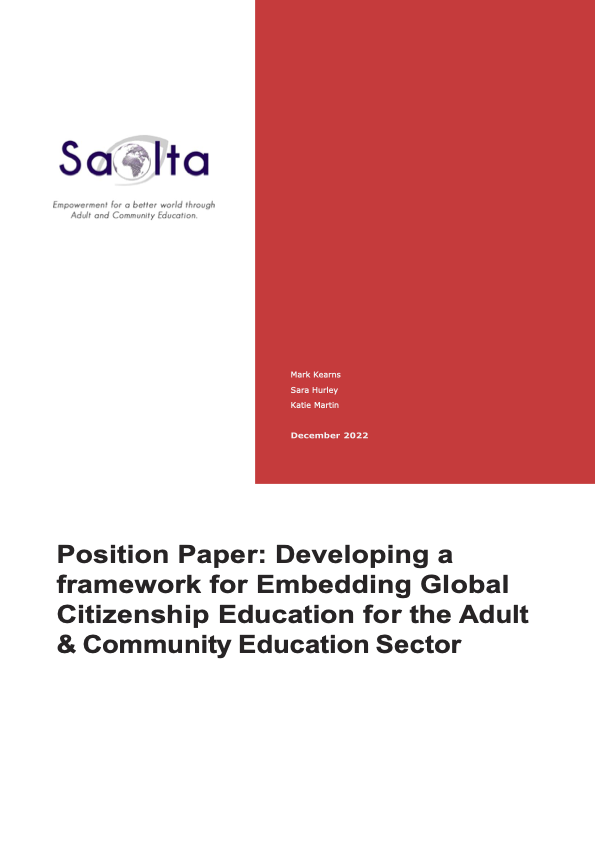 Position Paper: Developing a framework for Embedding Global Citizenship Education for the Adult & Community Education Sector